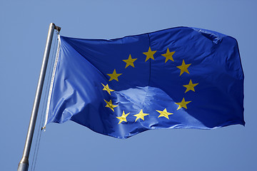 Image showing the european union flag flying in the breeze