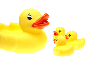 Image showing small yellow plastic ducks