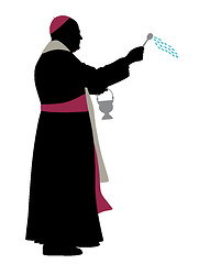 Image showing Catholic bishop sprinkling holy water