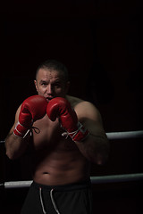 Image showing professional kickboxer in the training ring