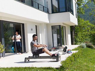 Image showing man doing morning exercises