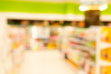 Image showing Blur image of aisle in supermarket with customer