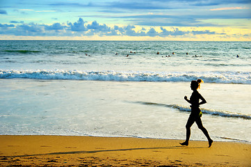 Image showing Jogging on the beach