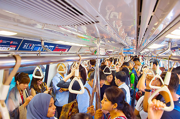 Image showing Crowded Singapore metro train