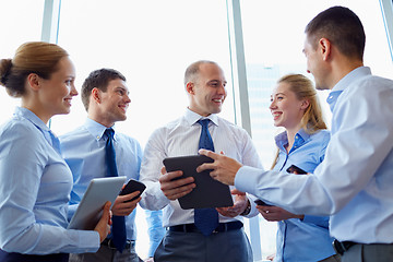 Image showing business people with tablet pc computer at office