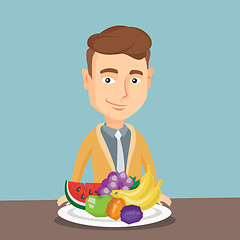 Image showing Man with fresh fruits vector illustration.