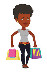 Image showing Happy woman with shopping bags vector illustration