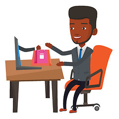 Image showing Man shopping online vector illustration.