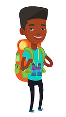 Image showing Cheerful traveler with backpack.