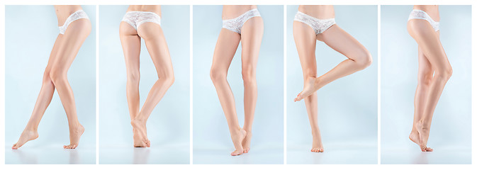 Image showing The collage from images of perfect female legs in underwear