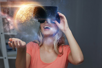 Image showing woman in virtual reality headset or 3d glasses