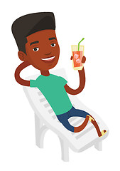 Image showing Man relaxing on beach chair vector illustration.