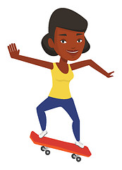 Image showing Woman riding skateboard vector illustration.