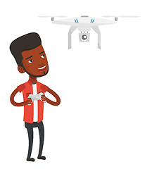 Image showing Man flying drone vector illustration.