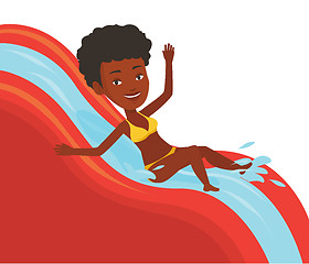 Image showing Woman riding down waterslide vector illustration.