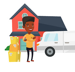 Image showing Man moving to house vector illustration.