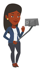 Image showing Woman making selfie vector illustration.