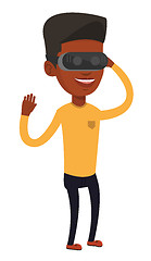 Image showing Man wearing virtual reality headset in the park.