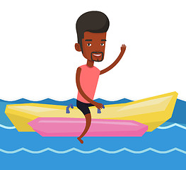 Image showing Tourists riding a banana boat vector illustration.