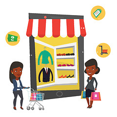 Image showing African women using mobile shopping.