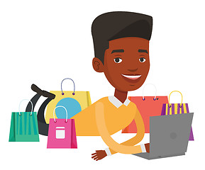 Image showing Man shopping online vector illustration.