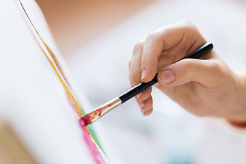 Image showing hand of artist with brush painting picture