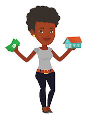 Image showing Woman buying house thanks to loan.