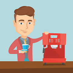 Image showing Man making coffee vector illustration.