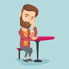 Image showing Man drinking cocktail at the bar.