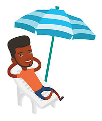 Image showing Man relaxing on beach chair vector illustration.