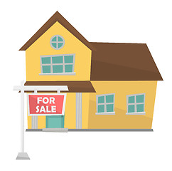 Image showing House with placard for sale vector illustration.