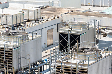 Image showing Air conditioner unit on building roof top