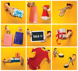 Image showing The collage about black friday and sale concept