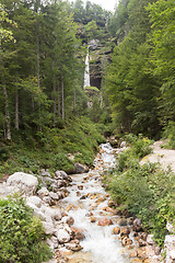 Image showing Pericnik waterfall in Slovenian Alps in autumn, Triglav National Park