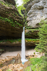 Image showing Upper Pericnik waterfall in Slovenian Alps in autumn, Triglav National Park