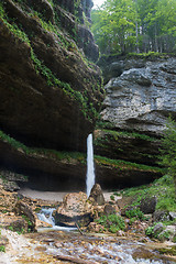 Image showing Upper Pericnik waterfall in Slovenian Alps in autumn, Triglav National Park