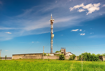 Image showing TV tower on green field