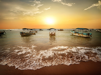 Image showing Fishing boats in ocean