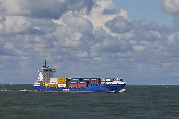 Image showing Ship carrying containers onboard