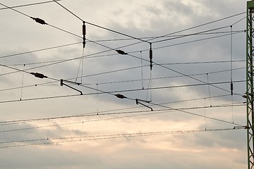 Image showing Overhead cables of a railroad