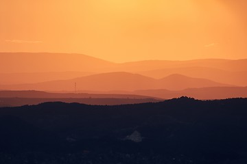 Image showing Sunset Hilly Landscape