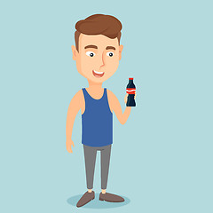 Image showing Young man drinking soda vector illustration.