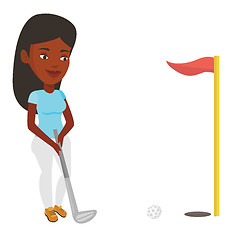 Image showing Golfer hitting the ball vector illustration.