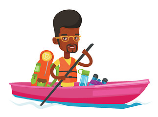 Image showing Man riding in kayak vector illustration.