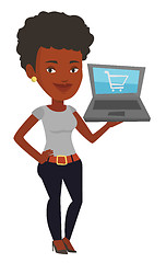 Image showing Woman shopping online vector illustration.