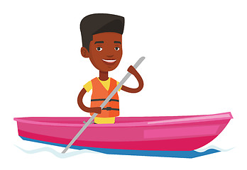 Image showing Man riding in kayak vector illustration.