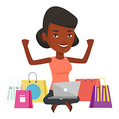 Image showing Woman shopping online vector illustration.