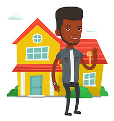 Image showing Real estate agent with key vector illustration.