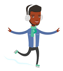 Image showing Man ice skating vector illustration.