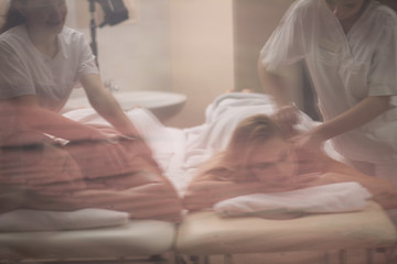 Image showing couple receiving a back massage